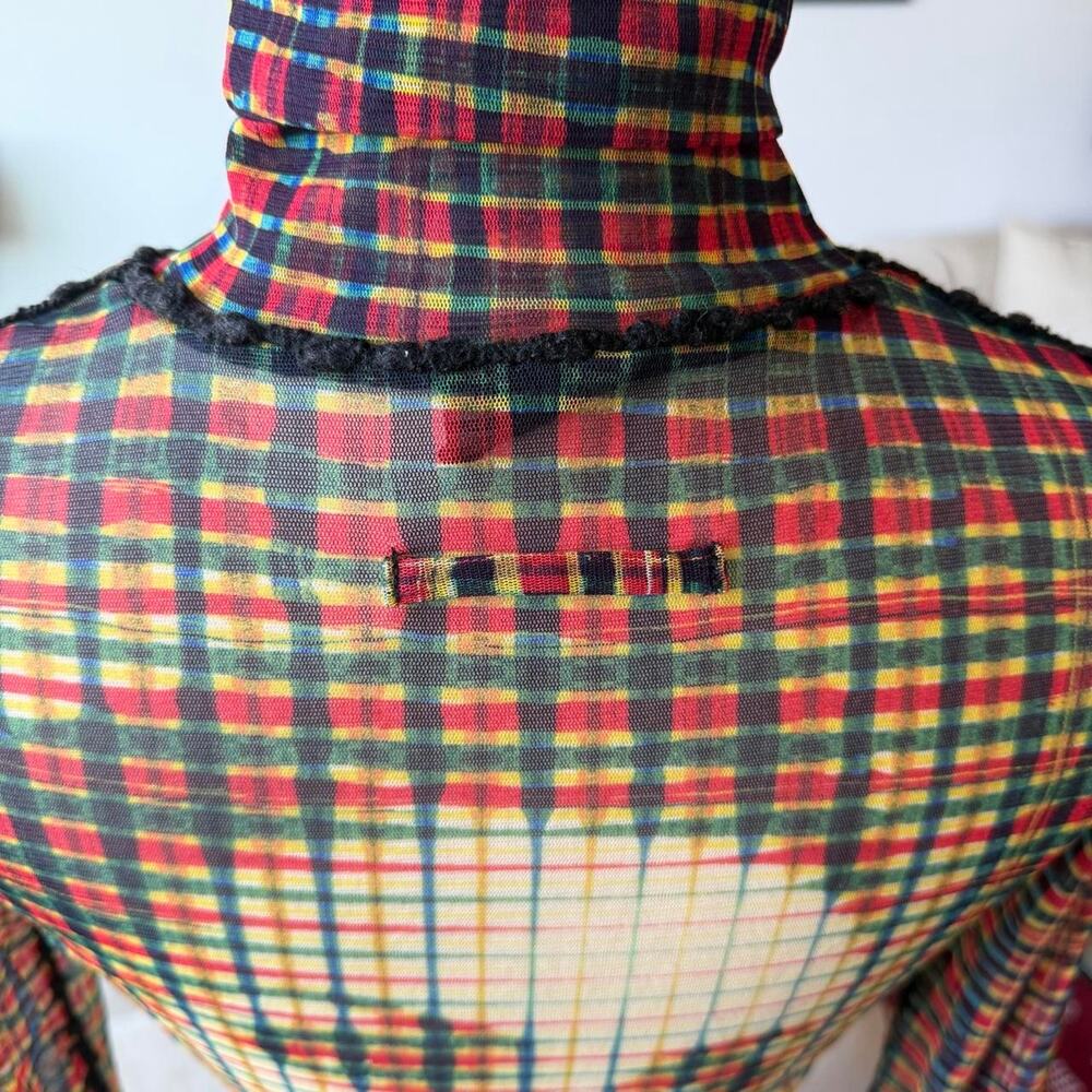 Jean Paul Gaultier Femme AW2001 Marlene Dietrich Print Power Net Turtleneck Top - Picture 7 of 8